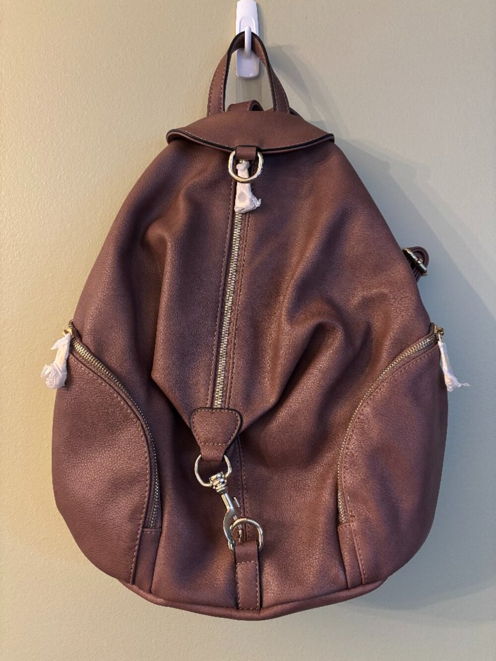 NWT Simply Noelle Brown Vegan Leather Backpack, Gold-tone Hardware